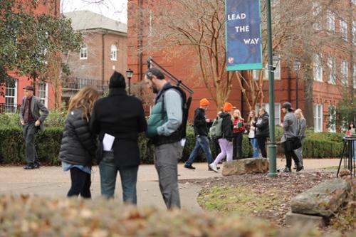 Students working on movie production